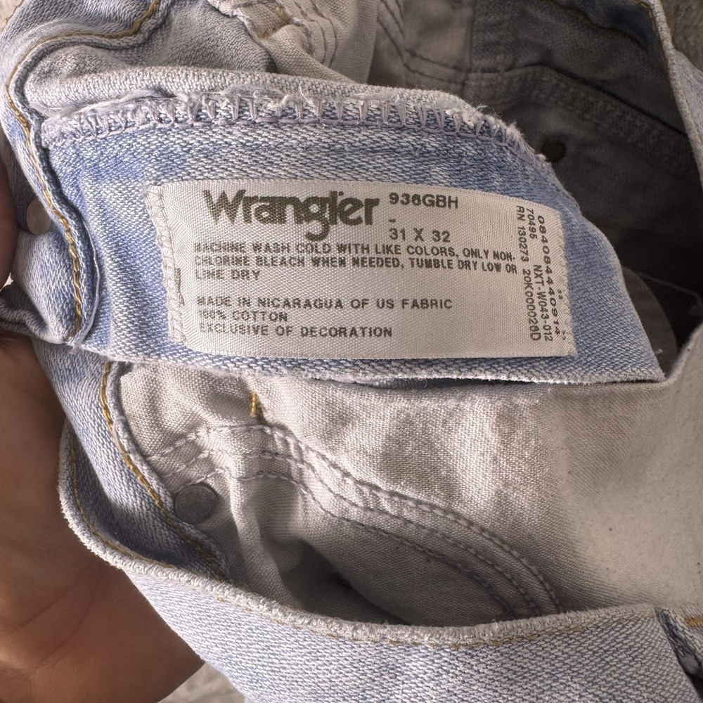 Wrangler Jeans Mens 31x32 Light Wash‎ 936GBH Cowboy Cut Slim Fit Denim Western - Picture 8 of 8